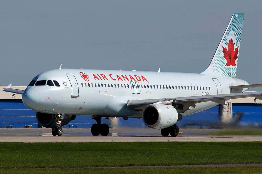 Canada Narrow Body Aircraft Airbus A320 200 C FGYL rolling for takeoff at Montréal Pierre Elliott Trudeau International Airport