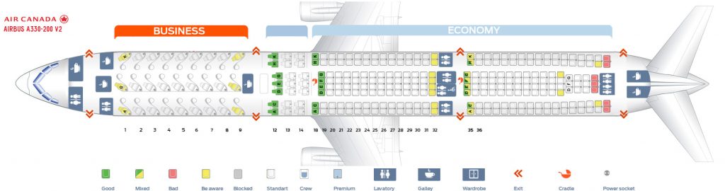 Seat Map and Seating Chart Airbus A330 300 Air Canada Version 2