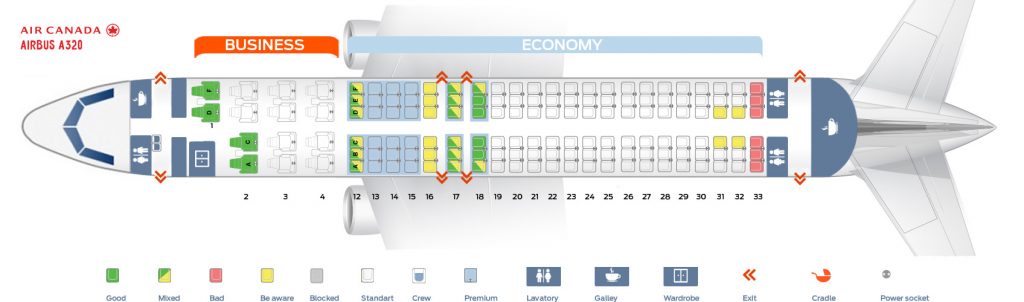 Seat map and seating chart Airbus A320 200 Air Canada