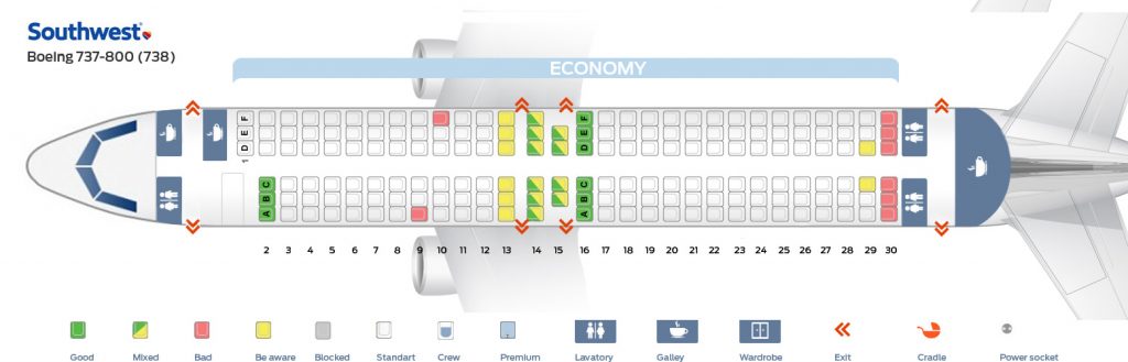 Seat map and seating chart Southwest Airlines Boeing 737 800 738
