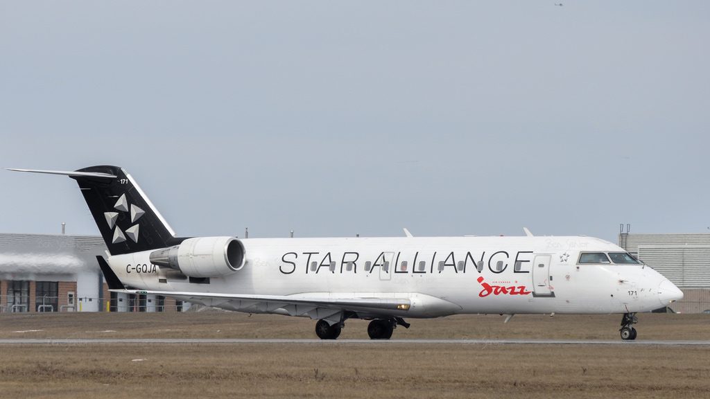 Air Canada Express Bombardier CRJ 200ER C GQJA on STAR ALLIANCE livery at Ottawa Macdonald–Cartier International Airport