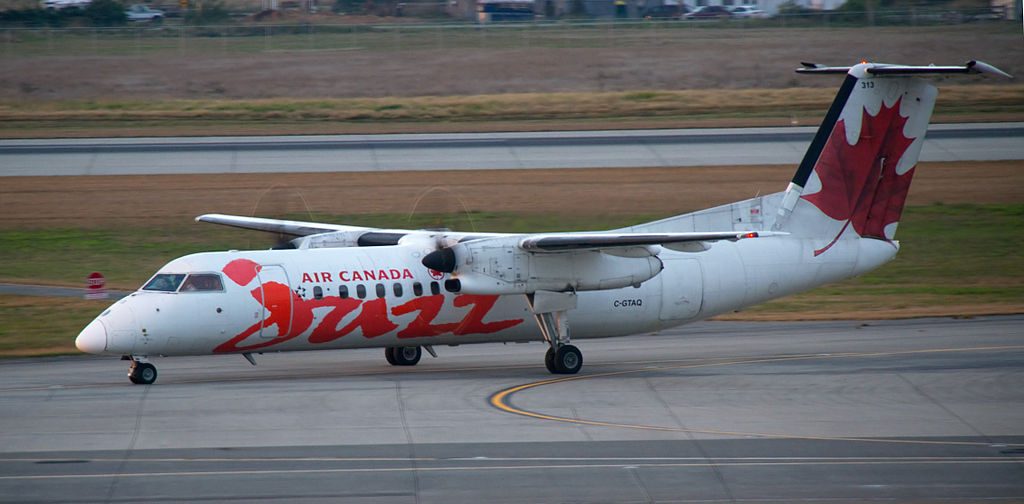 Air Canada Express Jazz Bombardier De Havilland Canada DHC 8 301 Dash 8 C GTAQ at Vancouver International Airport