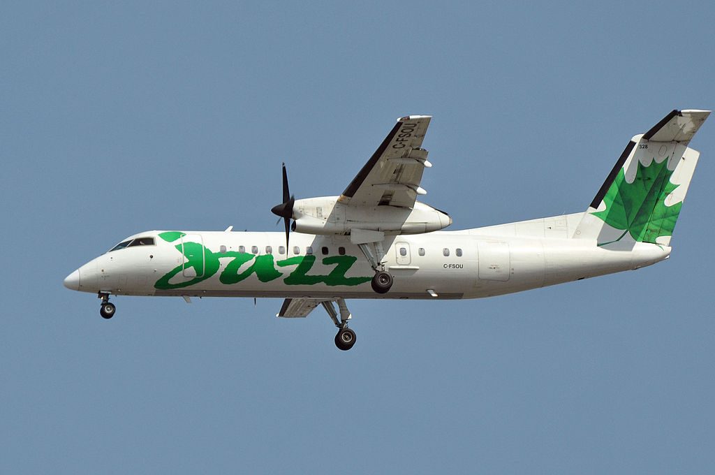 Air Canada Express Jazz C FSOU Bombardier Dash 8 300 on final at YVR Airport