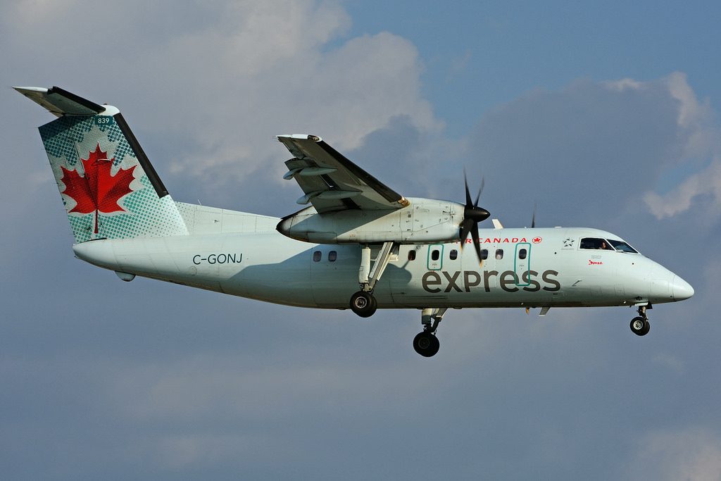 Air Canada Express operated by JAZZ Aviation C GONJ Bombardier Dash 8 100 at Toronto Pearson Airport