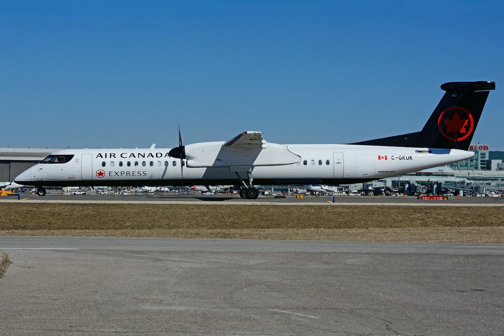 Bombardier DHC 8Q 402 C GKUK Air Canada Express operated by JAZZ at Toronto Lester B. Pearson Airport YYZ