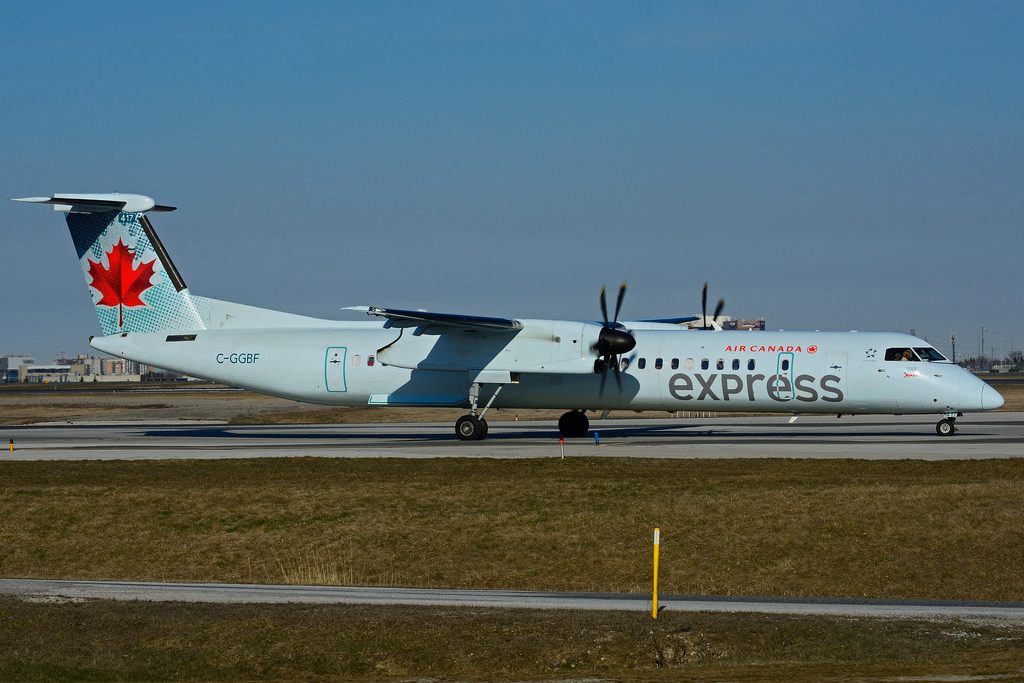 Bombardier DHC 8Q 402 Dash 8 C GGBF Air Canada express operated by JAZZ at Toronto Lester B. Pearson Airport YYZ