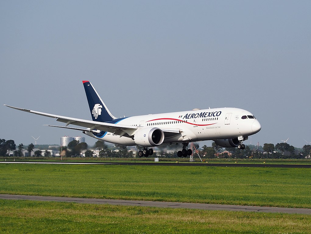N782AM Aeroméxico Boeing 787 8 Dreamliner landing on Schiphol EHAM AMS runway 18R