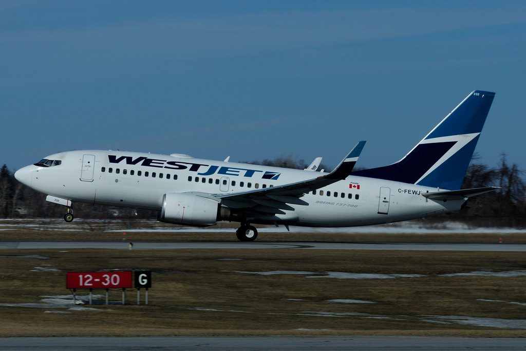 WestJet Boeing 737 700 C FEWJ at Hamilton International Airport