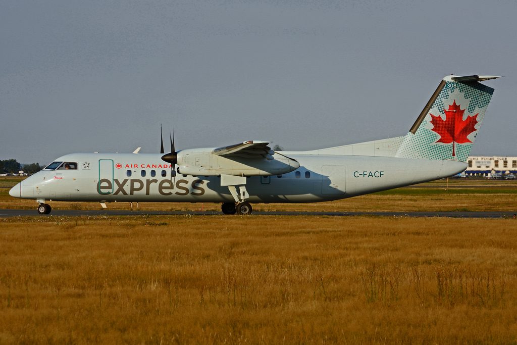 deHavilland Canada DHC 8 311 Dash 8 C FACF Air Canada express operated by JAZZ at Victoria International Airport YYC