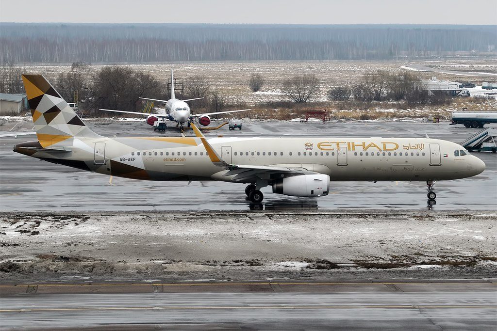A6 AEF Airbus A321 200 of Etihad Airways at Domodedovo International Airport