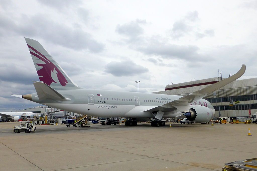 A7 BCJ Boeing 787 8 Dreamliner Qatar Airways on std 405 at London Heathrow Airport