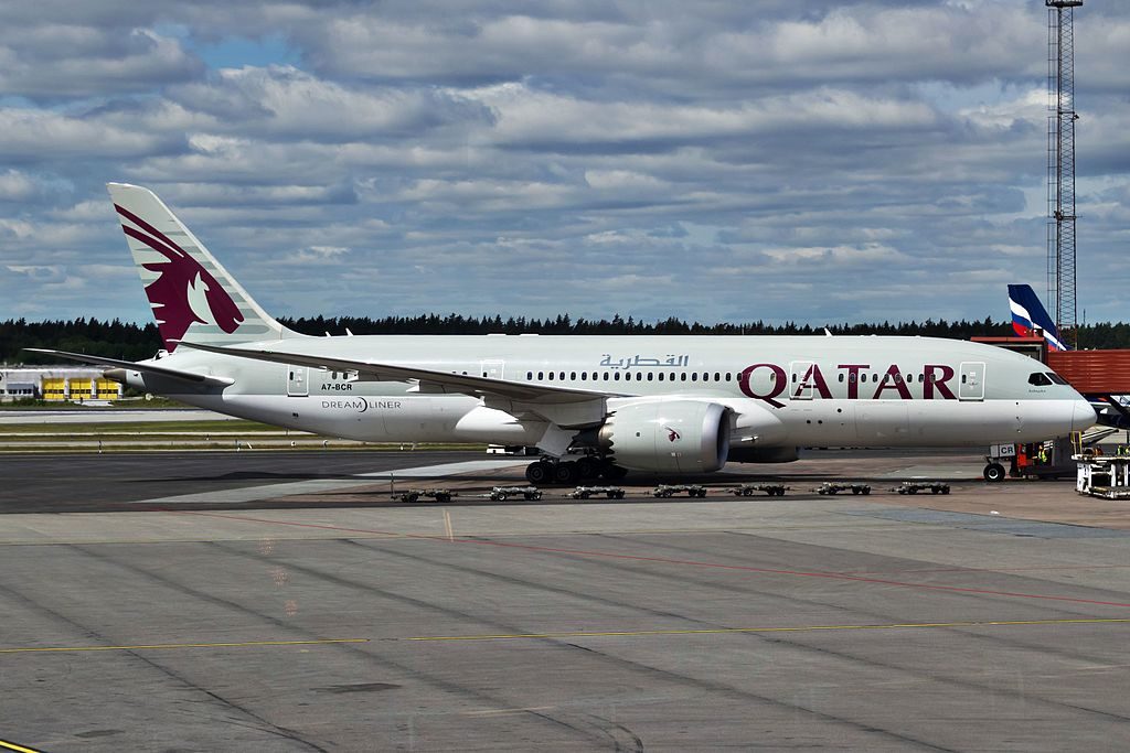 A7 BCR Boeing 787 8 Dreamliner of Qatar Airways at Stockholm Arlanda Airport