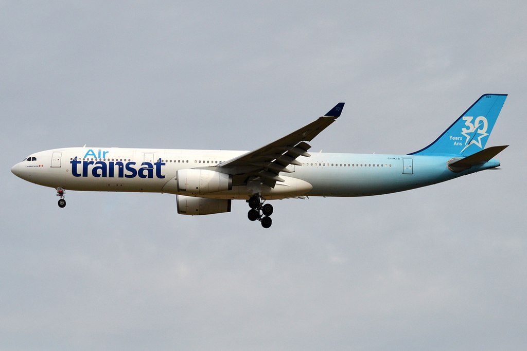 Air Transat 30th Anniversary Livery C GKTS Airbus A330 342 on final approach at Paris Charles de Gaulle Airport