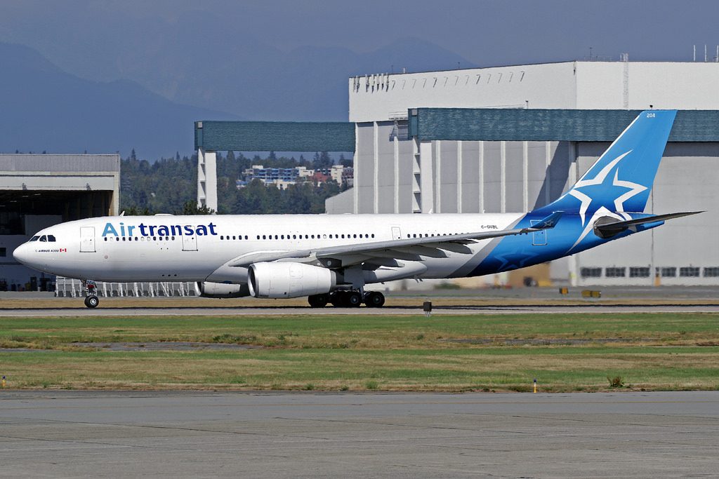 Air Transat Airbus A330 243 C GUBL taxiing at YVR Vancouver International Airport