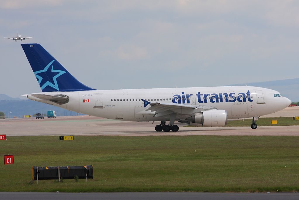Airbus A310 300 of Air Transat C GTSY at Manchester Airport