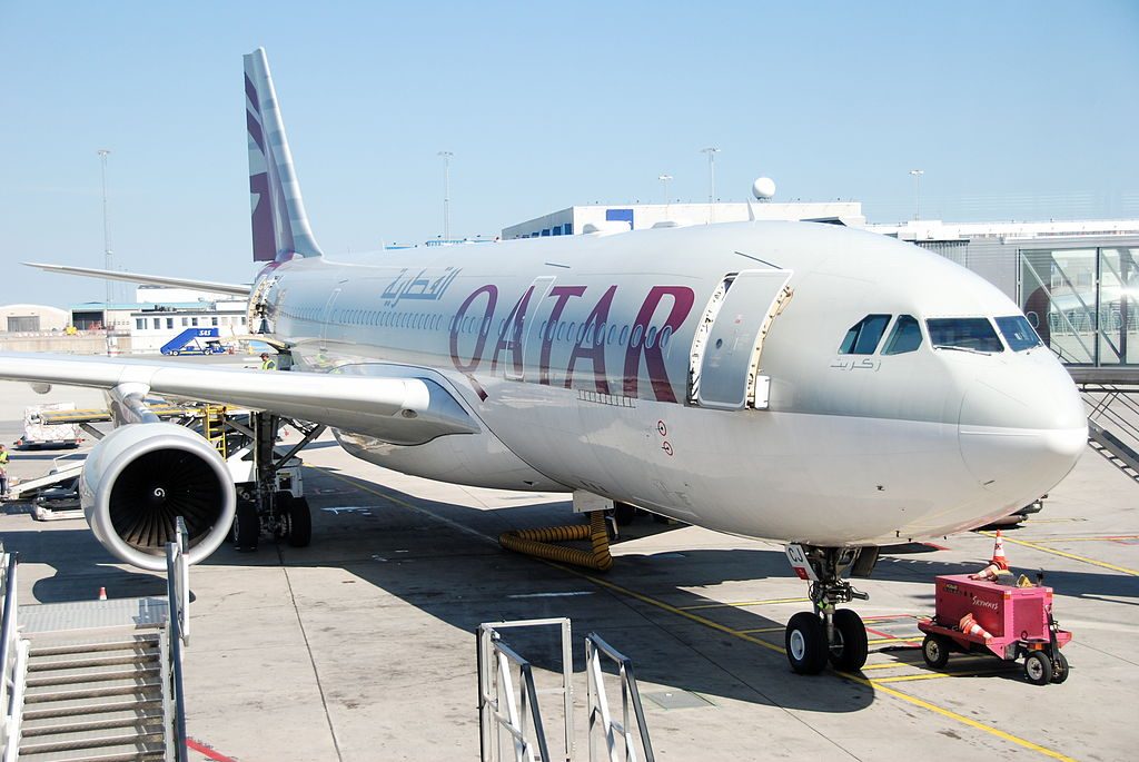 Airbus A330 200 of Qatar Airways A7 ACJ at Stockholm Arlanda Airport