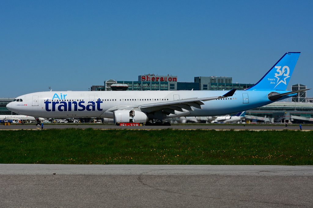Airbus A330 342 C GCTS Air Transat leased from ILFC in special 30 years Air Transat colours at Lester B. Pearson Airport YYZ
