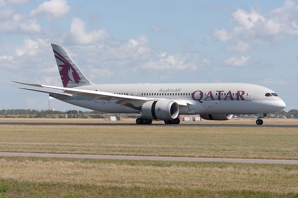 Boeing 787 8 Dreamliner of Qatar Airways A7 BCK arrival at Amsterdam Airport Schiphol