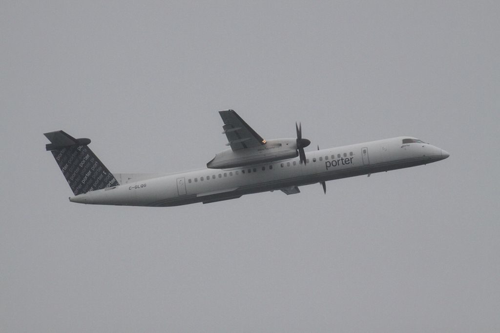 Bombardier Dash 8 Q400 Porter Airlines Aircraft C GLQG departing at Billy Bishop Toronto City Airport