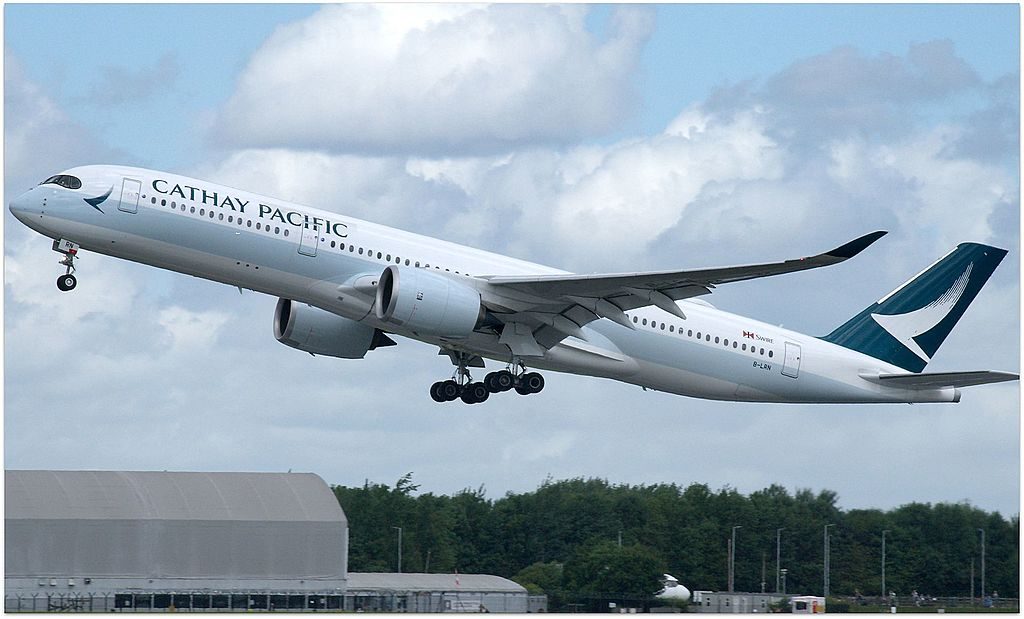 Cathay Pacific Airbus A350 941 B LRN at Manchester Airport EGCC