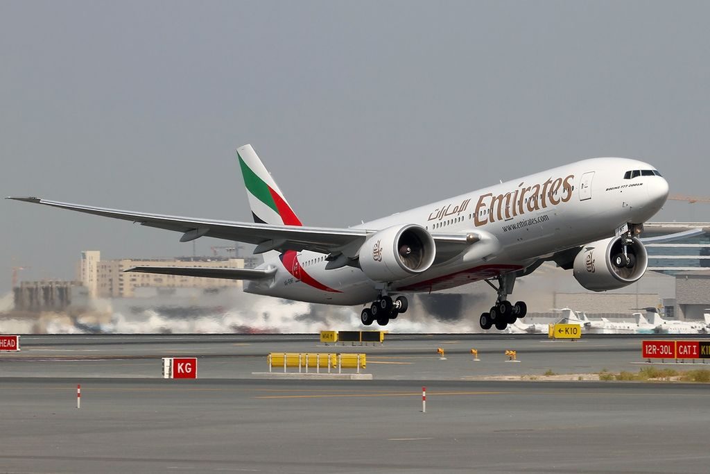Emirates Boeing 777 200LR Registration A6 EWF at Dubai International DXB OMDB United Arab Emirates
