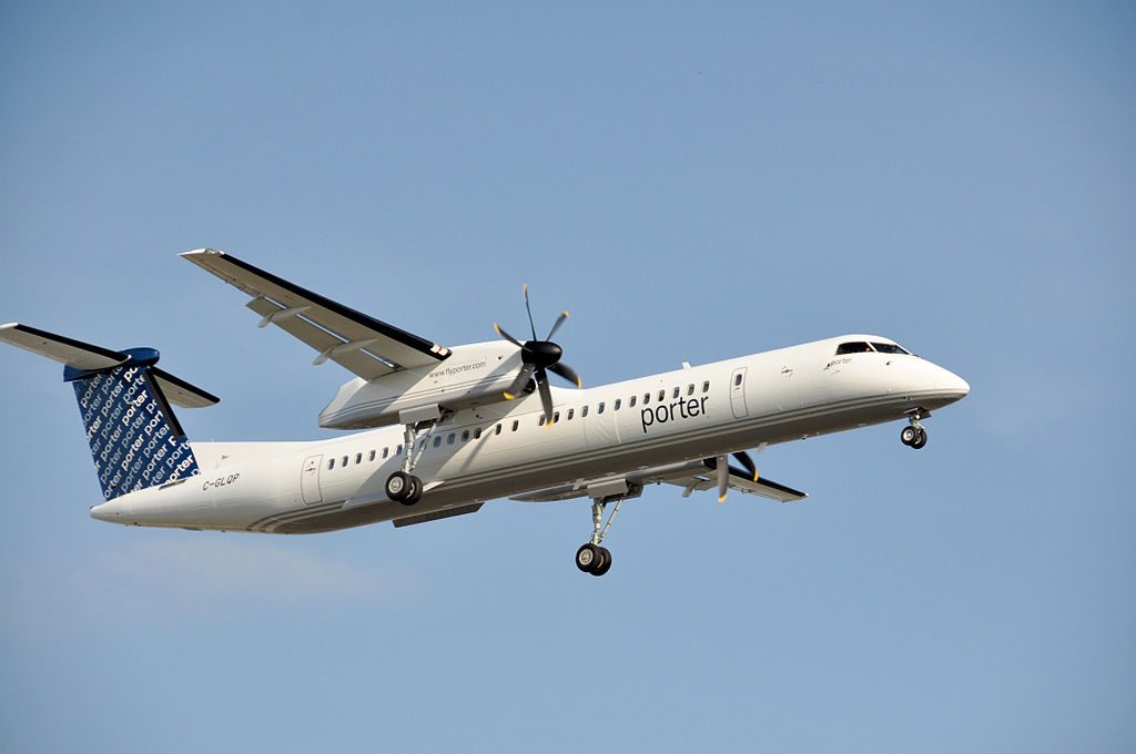 Porter Airlines Bombardier Dash 8 Q400 C GLQP landing at Montréal Pierre Elliott Trudeau International Airport YUL