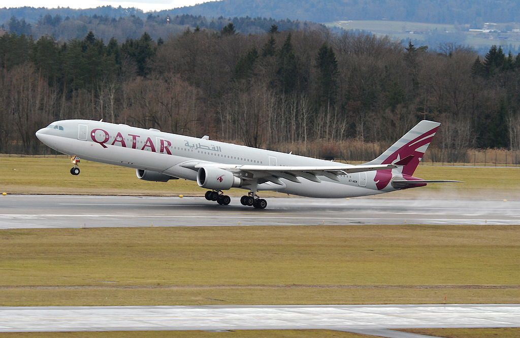 Qatar Airways Airbus A330 300 A7 AEN landing and takeoff at Zurich Airport