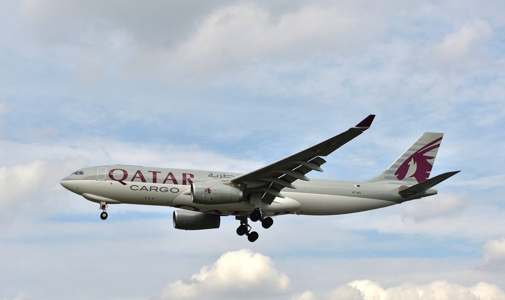 Qatar Airways Cargo A7 AFI Airbus A330 243F arriving at Heathrow as QR8285 from Doha