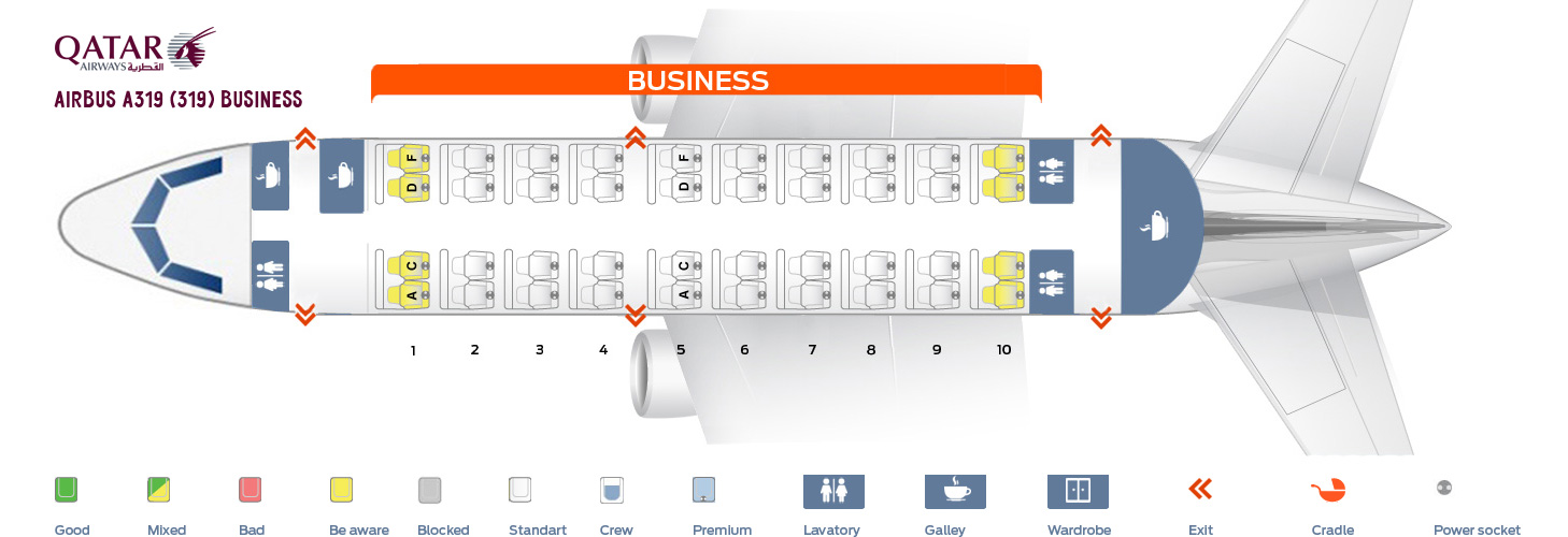 Airbus a319 схема салона лучшие места аэрофлот