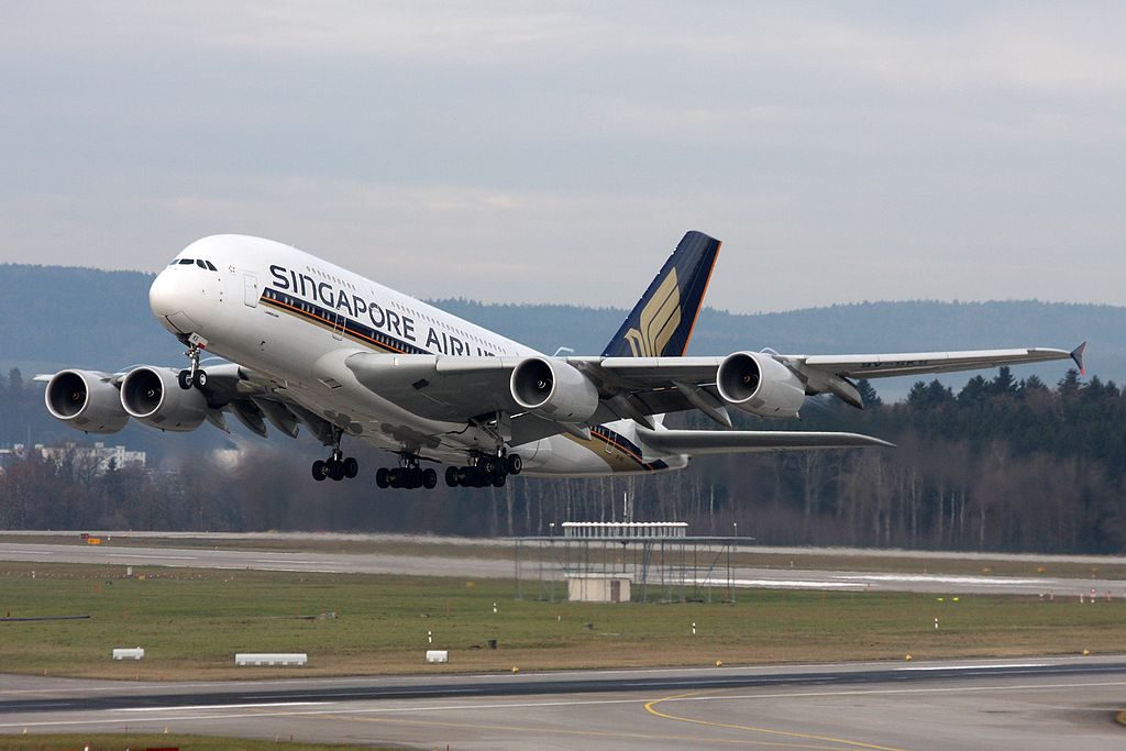 9V SKS Airbus A380 841 msn 085 Singapore Airlines departing at Zurich International Airport