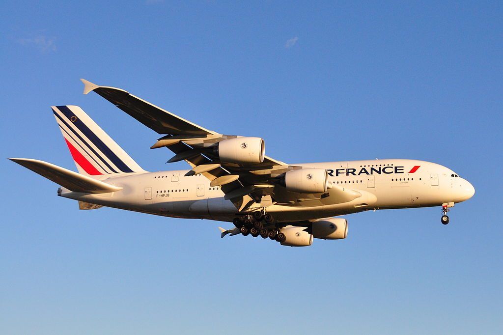 Air France Airbus A380 800 F HPJB on final approach at Montréal Pierre Elliott Trudeau International Airport