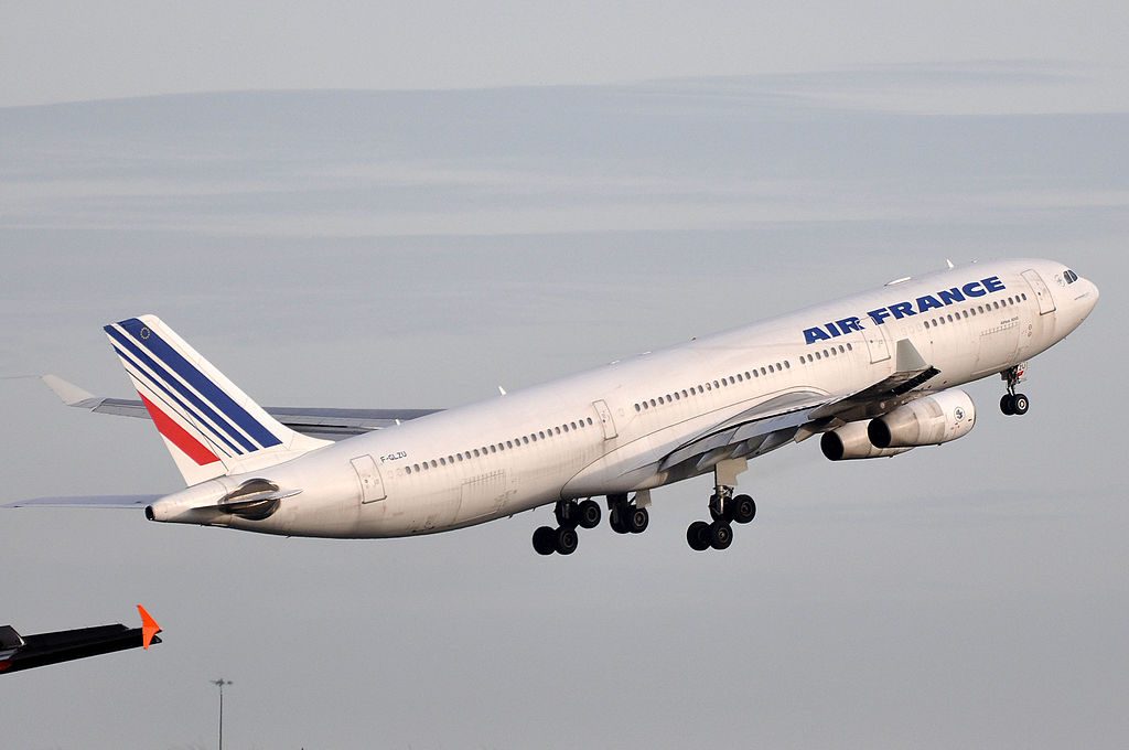 Airbus A340 313X Air France Registration F GLZU departing at Paris Charles de Gaulle Airport