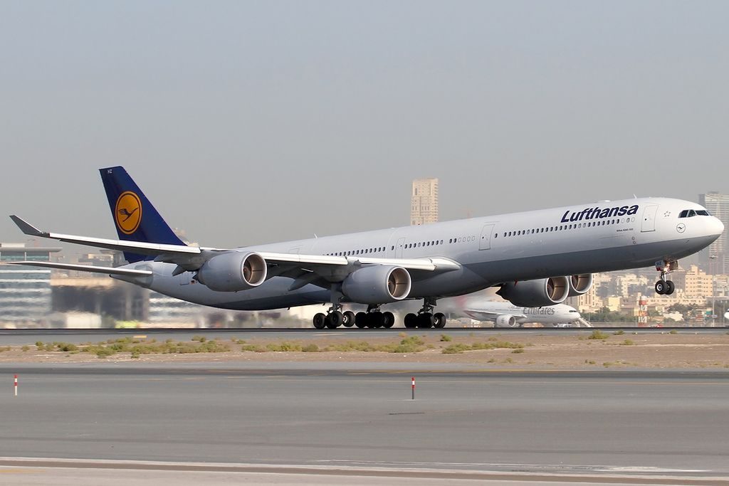 Airbus A340 642 Lufthansa D AIHZ Leipzig at Dubai International Airport