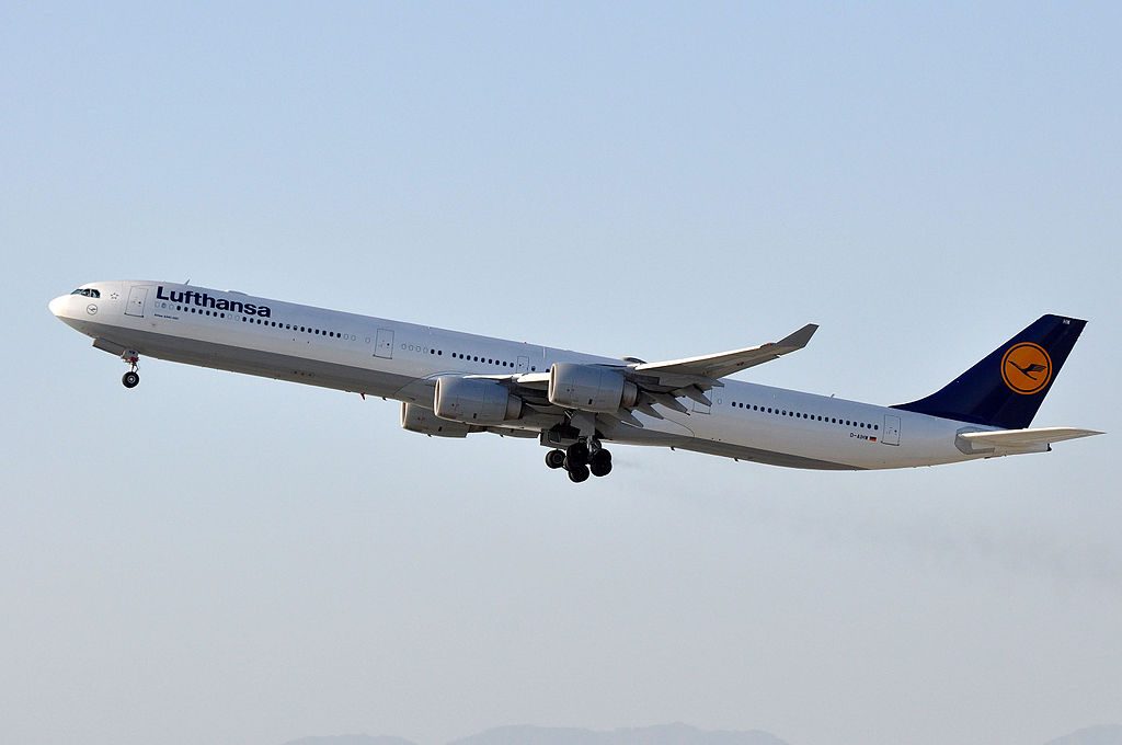 D AIHW Airbus A340 642 of Lufthansa at Los Angeles International Airport