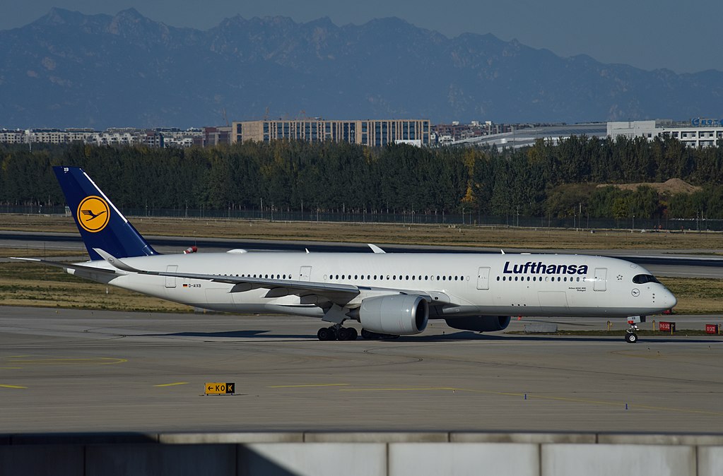 D AIXB Airbus A350 941 Stuttgart of Lufthansa at Beijing Capital International Airport
