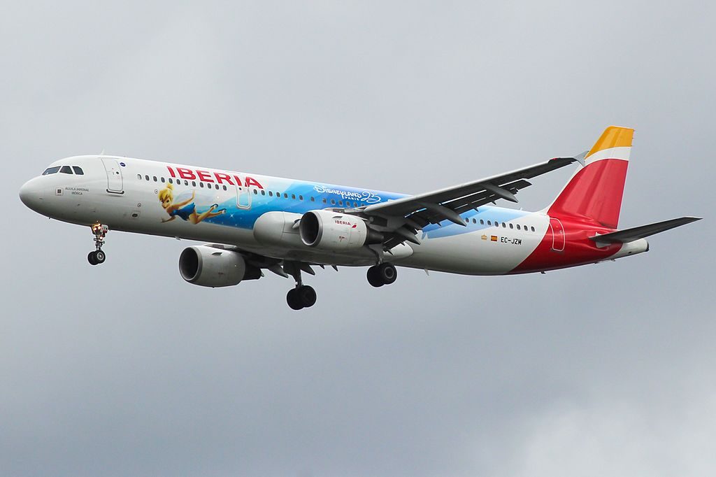 EC JZM Airbus A321 200 Águila Imperial Ibérica of Iberia Tinker Bell Disney Parks livery at London Heathrow Airport