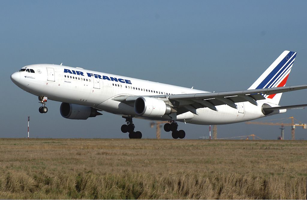 F GZCJ Airbus A330 200 of Air France landing at Paris Charles de Gaulle Airport