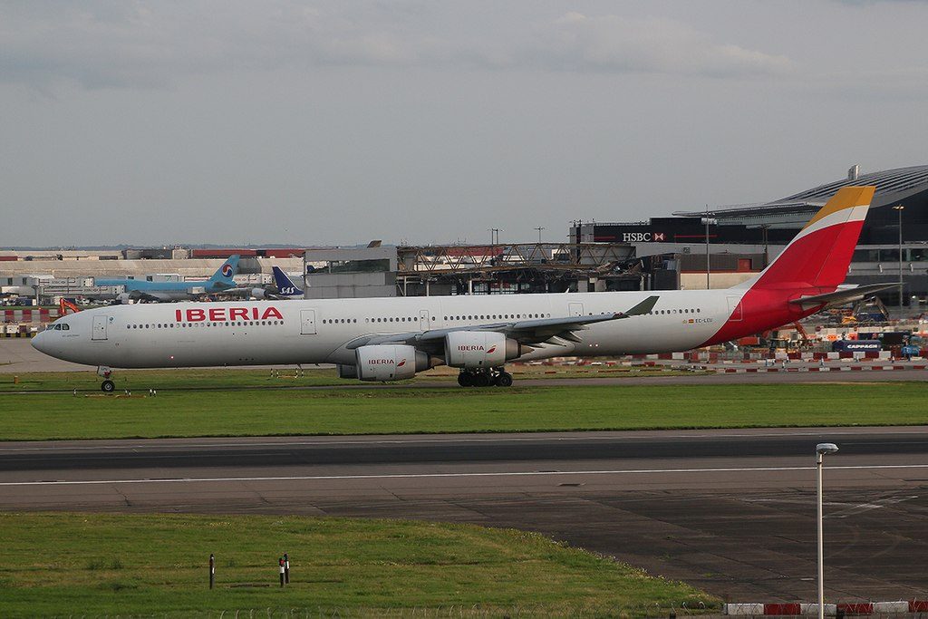 Iberia EC LEU Airbus A340 642 Río Amazonas at London Heathrow Airport