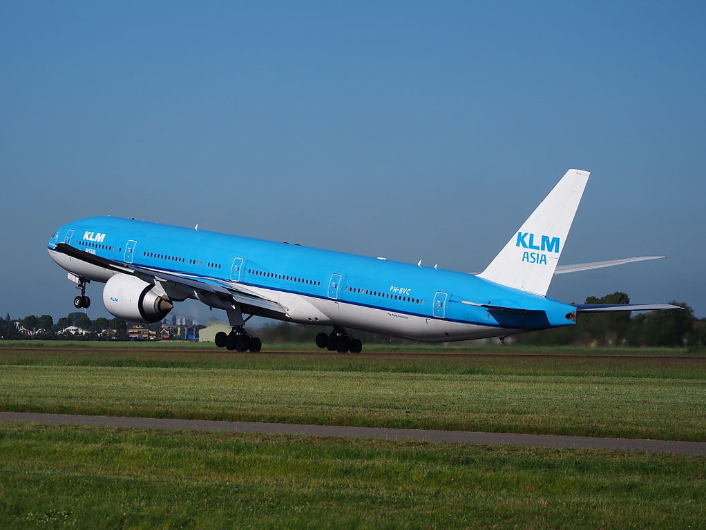 PH BVC KLM Royal Dutch Airlines Boeing 777 306ER Nationaal Park Sian Kaan takeoff from Schiphol
