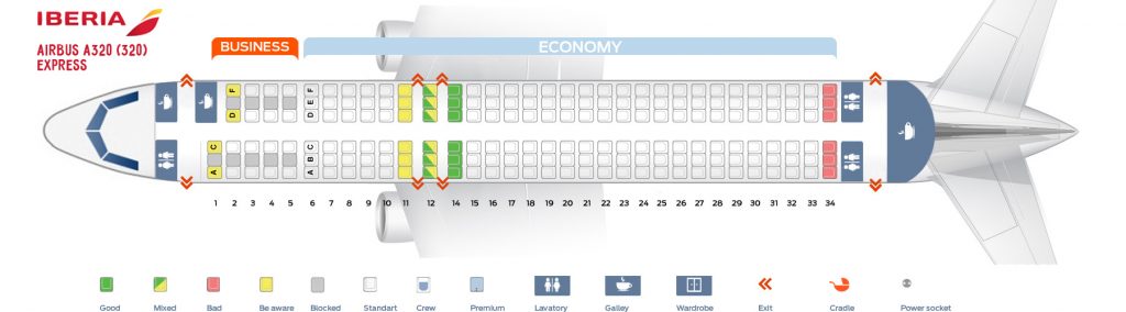 Seat Map and Seating Chart Airbus A320 200 Iberia Express