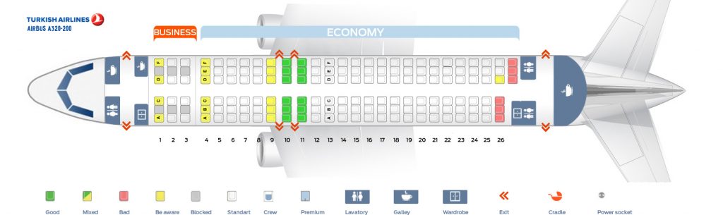 Seat Map and Seating Chart Airbus A320 200 Turkish Airlines