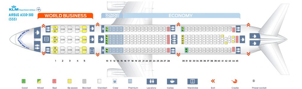 Seat Map and Seating Chart Airbus A330 300 KLM Royal Dutch Airlines