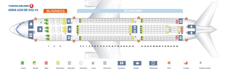 Схема салона airbus a330 203 turkish airlines