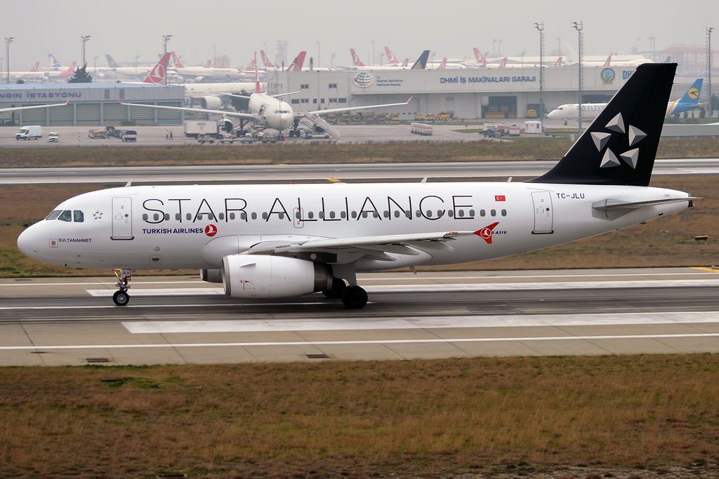Turkish Airlines TC JLU Airbus A319 132 Sultanahmet on Star Alliance Livery at Istanbul Atatürk Airport