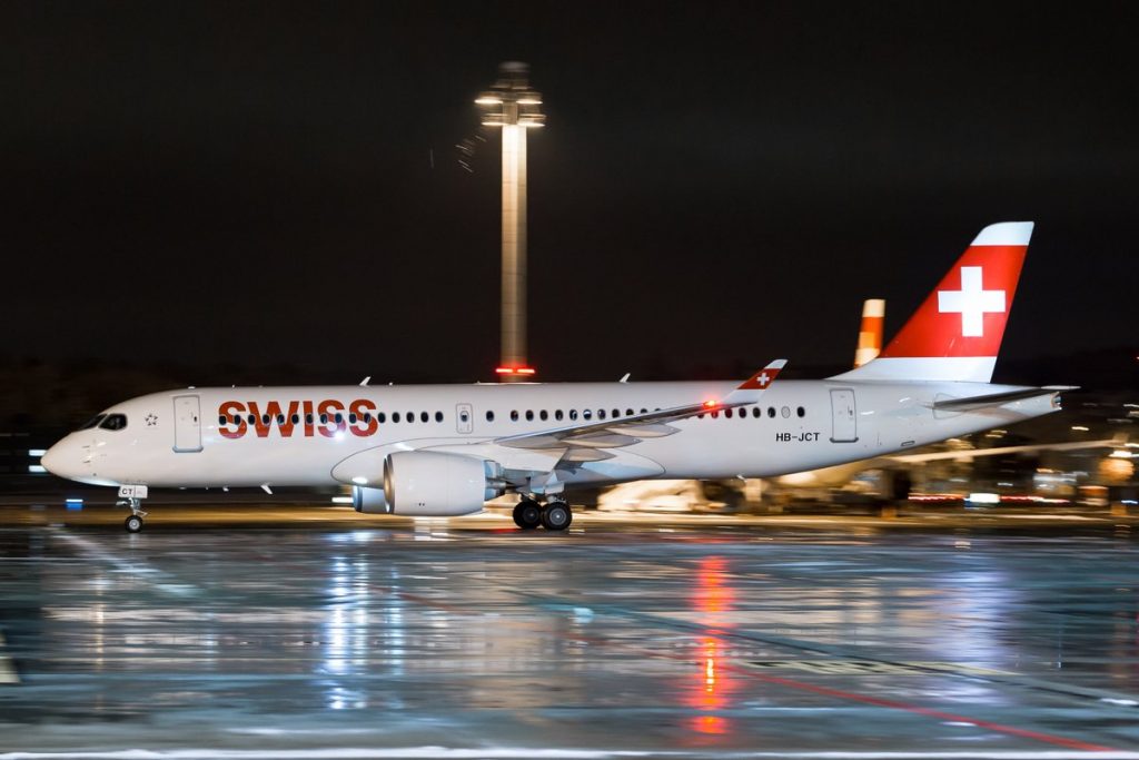 Airbus A220 200 SWISS HB JCT at Zurich International Airport