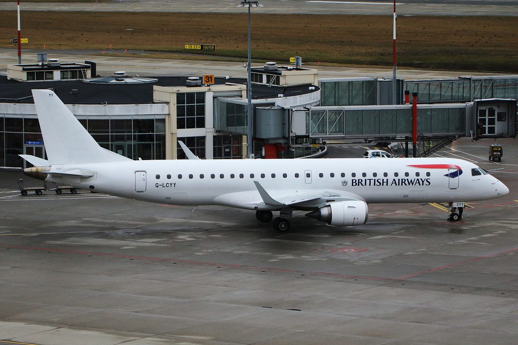 Embraer 190SR British Airways Cityflyer G LCYY in uncomplete livery at Geneva International Airport
