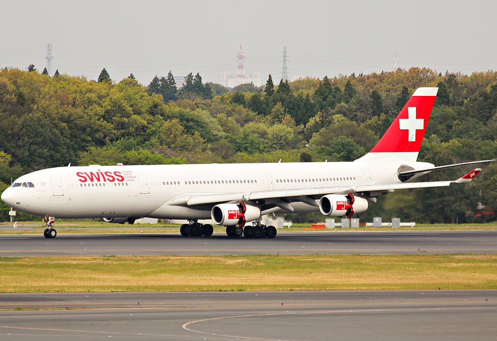 HB JMI Airbus A340 313 Schaffhausen of Swiss International Air Lines at Narita International Airport