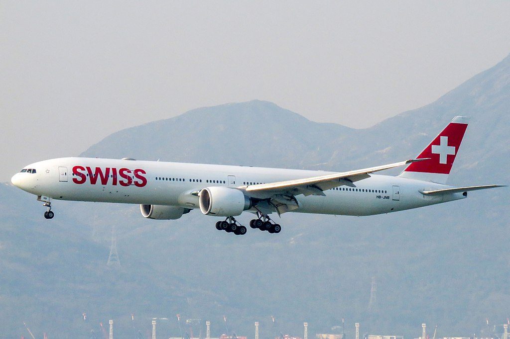 HB JNB Boeing 777 300ER of Swiss International Air Lines at Hong Kong International Airport