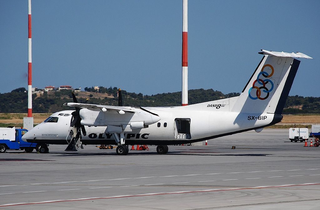 Olympic Airlines DHC 8 100 Dash 8 SX BIP at Athens International Airport