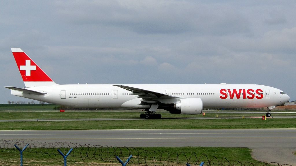 SWISS Boeing 777 300ER HB JNC at Prague Ruzyně Airport